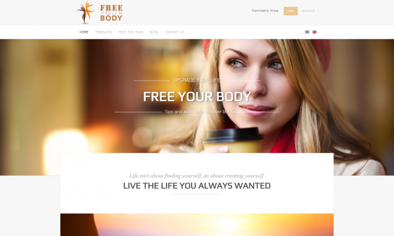 Free your body homepage screenshot