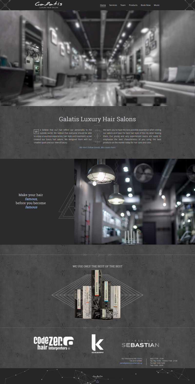 Galatis Luxury Hair Salon Patra 2017 homepage screenshot